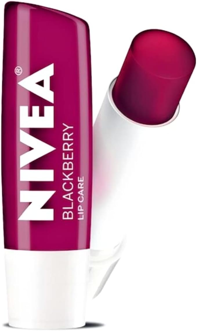NIVEA Blackberry Lip Care, Tinted Lip Balm with Shea Butter, Nourishing Oils and Vitamin C & E, 3-in-1 Moisture, Repair (for Dry Lips) and Color, 0.17 Oz Stick