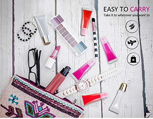 50PCS Lip Gloss Tubes 15ml Silver Cap Lip Gloss Containers Empty Lip Balm Tubes Refillable Cosmetic Squeeze Lipgloss Tubes + 2 x 20ml Syringes Tag Labels Stickers for DIY Lip Gloss Base Glitter
