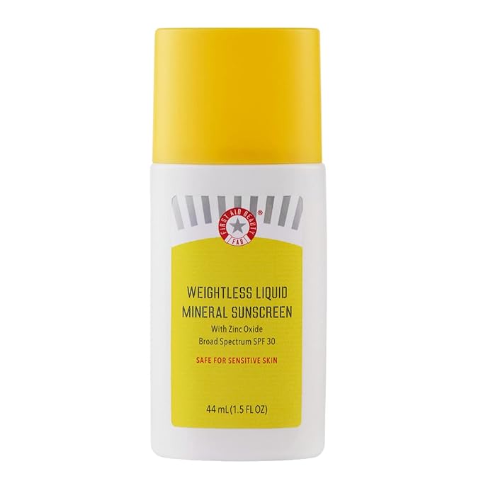 First Aid Beauty Weightless Liquid Mineral Sunscreen with Zinc Oxide SPF 30 – Luxuriously Light for Everyday Use – 1.5 oz
