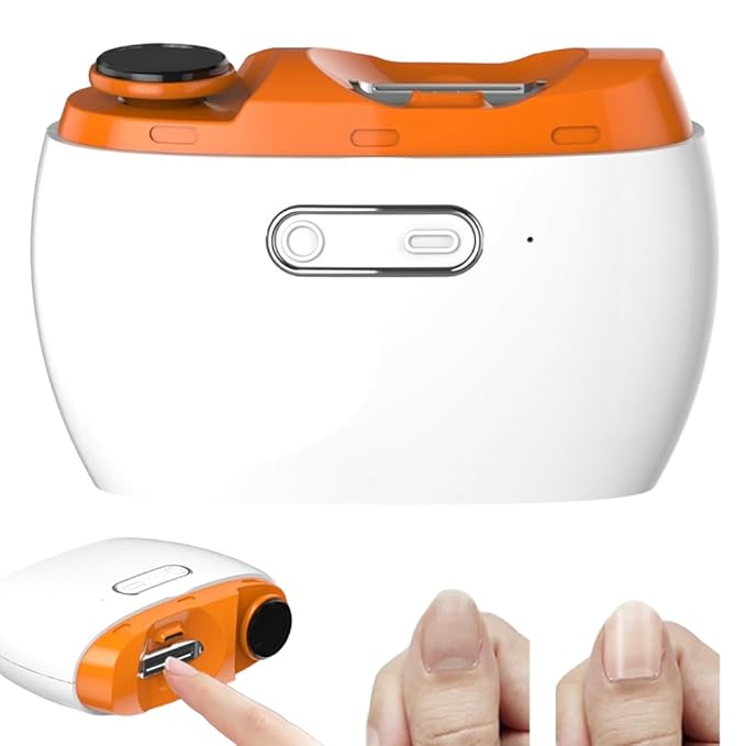Electric Automatic Nail Clipper Trimmer,2025 New 2 in 1 Rechargeable Fingernail File Grinder Cutte for Trimming Polishing Nails,Multifunctional Manicure Polisher with LED for Baby Adults Senior (1Pcs)