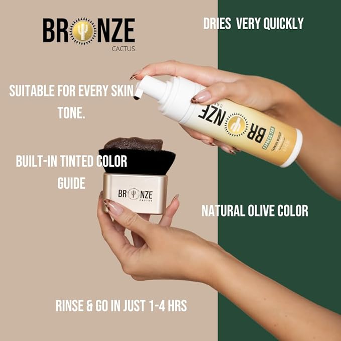 Express Self Tanning Mousse – Hyaluronic Acid, Fragrance-Free | Fast Bronzed Glow in 1-4 Hours for Face & Body | Lightweight, Non-Sticky, Suitable All Skin Types | 6.7 fl oz