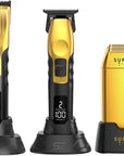 Supreme Trimmer 3-in-1 Barber Bundle | 2Spee Clipper, 2Spee Trimmer & Crunch Foil Shaver | Professional Beard Trimmer Men’s Hair Clipper Kit | (Gold)