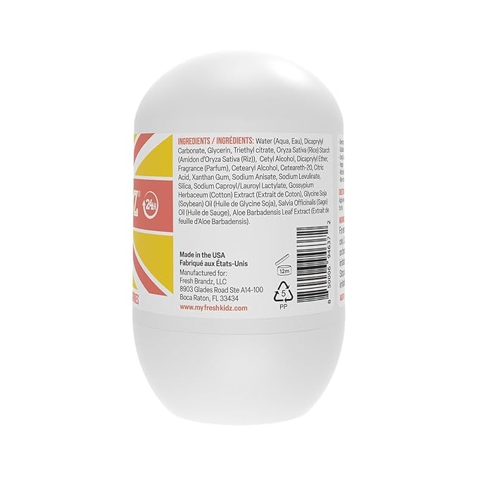 Fresh Kidz Body Wash 16.9 fl.oz. and 2 Roll-On Deodorants 1.86 fl.oz. for Kids and Teens - Girls Coral Set