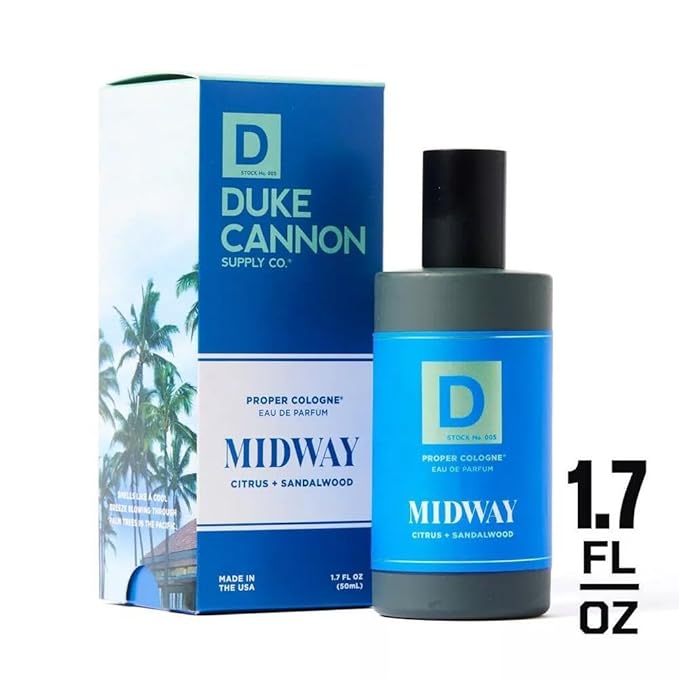 Duke Cannon Proper Cologne Midway | Men's Eau de Parfum | Citrus and Cedarwood | Fresh, Woodsy, Long-Lasting Scent | 1.7 fl oz