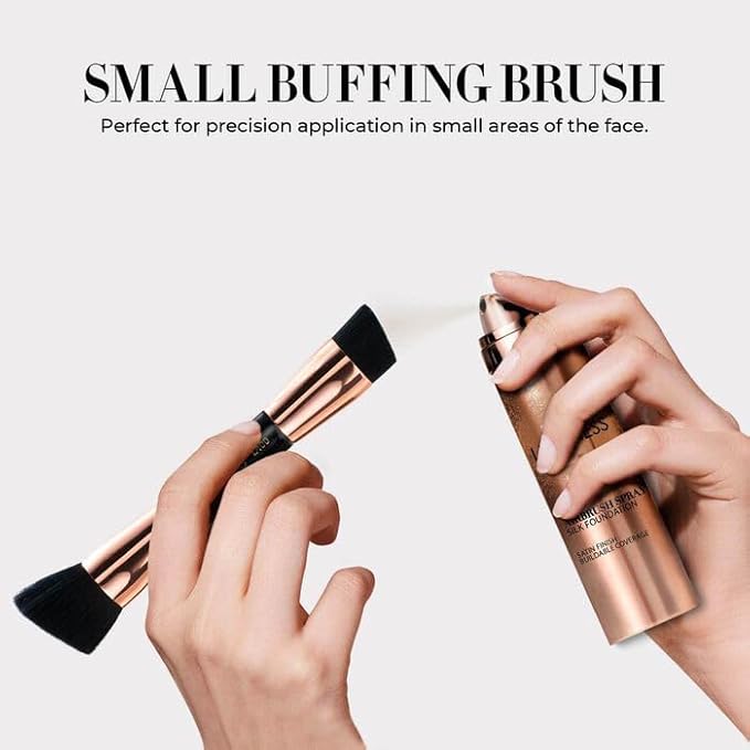 LUMINESS Silk Airbrush Spray Foundation 2-PC Kit - Foundation & Dual-Sided Angled Makeup Brush - Buildable Coverage, Anti-Aging Formula, Humidity Resistant, Hydrates & Moisturizes, Light Warm