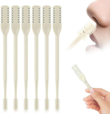 2025 New 2 in 1 Nasal Hair Cutter, Double Sided Nose Hair Knife Nostril Hair Remover Tool, Manual 360° Rotating Nose Hair Trimmer, Mini Noses Hair Remover Tool for Women and Men (Beige, 6 Pcs)