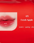 ETUDE Over Glowy Tint #3 Fresh Apple | Non-Sticky Vegan Lip Tint | Moisturized & Long-lasting Lip Gloss | Daily Lip Stain for Dry Lips, Korean Makeup, K-beauty