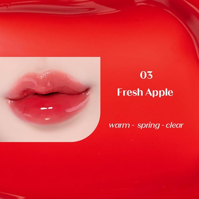 ETUDE Over Glowy Tint #3 Fresh Apple | Non-Sticky Vegan Lip Tint | Moisturized & Long-lasting Lip Gloss | Daily Lip Stain for Dry Lips, Korean Makeup, K-beauty