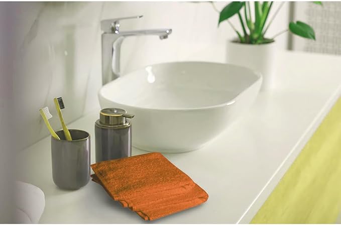 Softolle 100% Cotton Washcloths 24 Pack (12x12 Inches) Soft, Highly Absorbent Washcloth, Face Towels, Wash Cloths for Face, Ring Spun, Bulk Pack (Orange, 24 Pack)