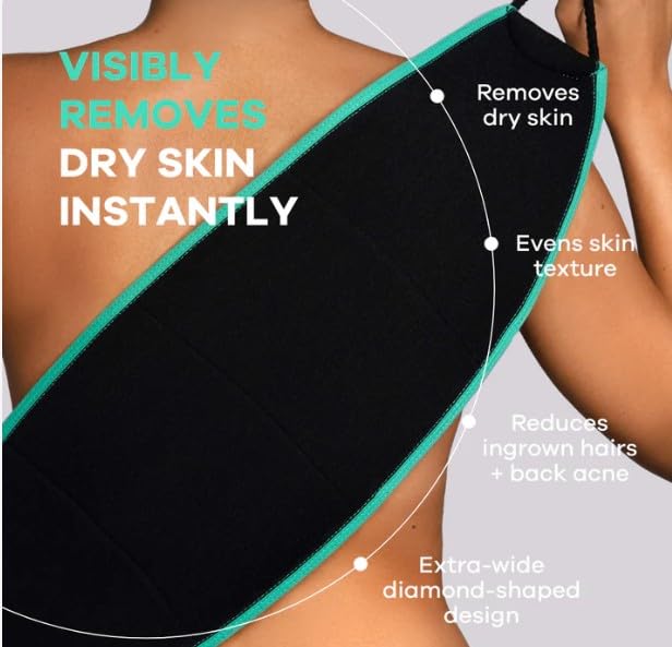 Dermasuri - Deep Exfoliating Back Scrubber - Bath & Shower Back Scrub - Body Exfoliator Scraper Tool - Deep Exfoliation Body Cleaner for Shower - 27" Long, 8" Wide