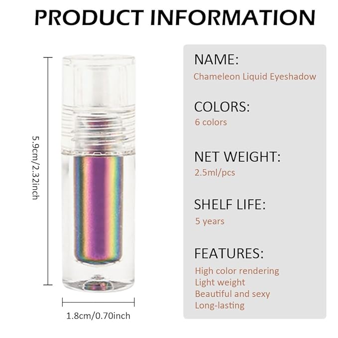 AMY'S DIARY Duochrome MultiChrome Chameleon Liquid Metallic Eyeshadow, High-Impact Multi-Dimensional Finish,Red Yello Silky Smooth and High Pigment Holographic Glitter Eyeshadow Makeup (#06)