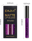 evpct 3Pcs Violet Purple Crystal Metallic Shimmer Glitter Matte Liquid Lipstick Lip Stain Sets for Women Matte+Lipstick Long Lasting Waterproof Permanent 24 Hours Magic Lipstick 24 Hours original