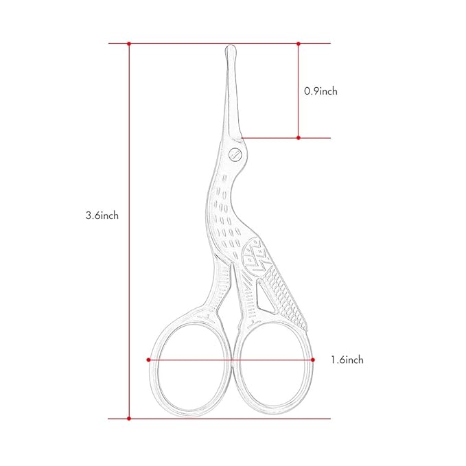 LIVINGO 3.5" Rounded Tip Vintage Stork Scissors, Professional Stainless Steel with Black Titanium Coated, Cuticle Pedicure Beauty Grooming Scissors for Eyebrow, Facial Hair, Dry Skin, Nose Hair