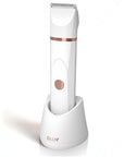 OLOV Electric Body Hair Trimmer - Groin Trimmer for Men - Bikini Trimmer Women - Wet/Dry Shaver Groomer, Replaceable Ceramic Blade Heads, USB Recharge Dock, Waterproof Hygiene Razor, White