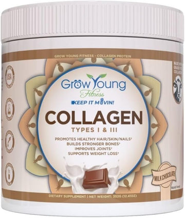 Grow Young Fitness Collagen Protein - Milk Chocolate, Promotes Skin, Bones, Joints, Weight Loss, Sugar Free (12.41 oz) (1 Pack, 20 Servings)