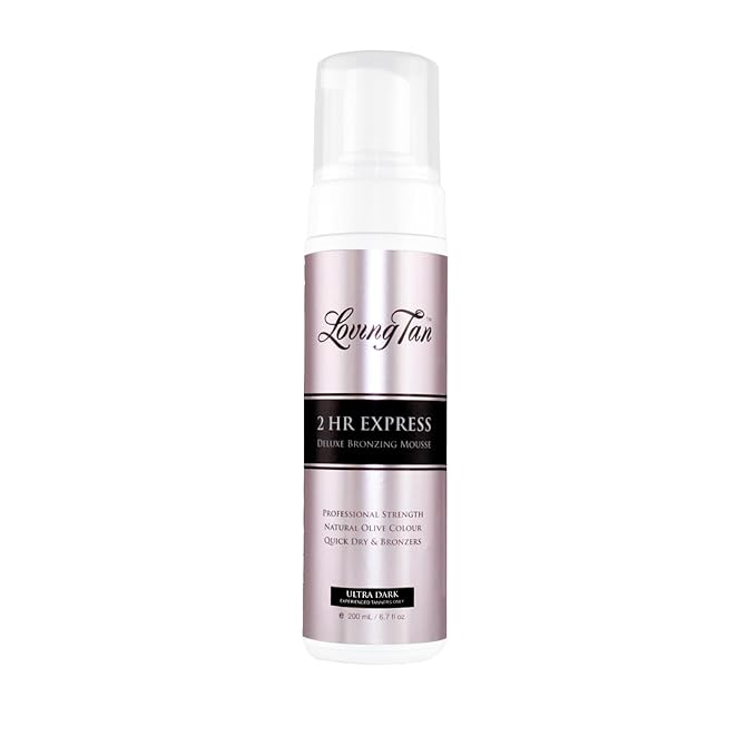 Loving Tan 2 HR Express Mousse, Ultra Dark- Streak Free, Natural looking, Professional Strength Sunless Tanner - Up to 5 Self Tan Applications per Bottle, Cruelty Free, Naturally Derived DHA-6.7 FL Oz