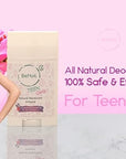 2-Pack All Natural Deodorant For Teen Girls 100% Natural Aluminum-Free Carcinogen Free Kids Deodorant For Girls Clinically Proven To Be Safe For Children and Teenagers