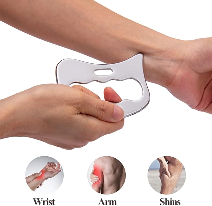 Stainless Steel Gua Sha Scraping Massage Tool-Muscle Scraper - Soft Tissue Mobilization,Physical Therapy for Back, Legs, Arms (Large)