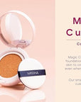 MISSHA Magic Cushion Foundation No.23 (2 Pack) Light Beige for Bright Skin - Flawless Coverage,Dewy Finish,Easy Application for All Skin Types