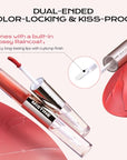 Mistine Lip Gloss Double Headed Lip Glaze Color Holding Lip Jelly Hydrating Gloss Moisturizing Balms Sheer Tint, Shine Glowy Matte Finish 0.05fl oz+0.05 fl oz D03 CHERRY BRANDY