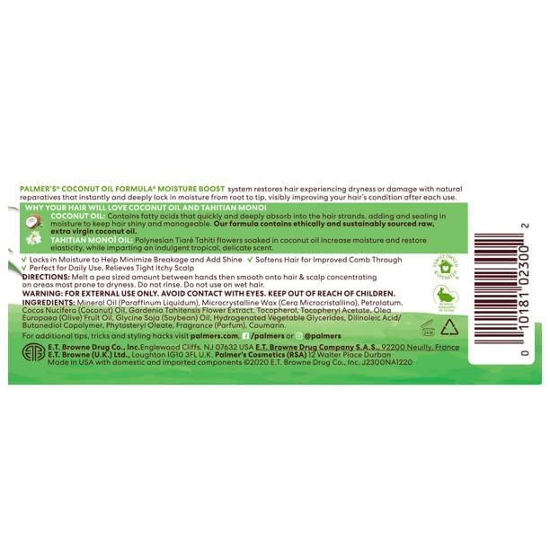 Palmers Coconut Oil Moisture Gro Hairdress Jar 5.25 Ounce (155ml) (Value Pack of 3))