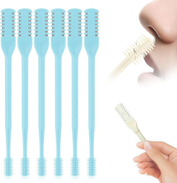 2025 New 2 in 1 Nasal Hair Cutter, Double Sided Nose Hair Knife Nostril Hair Remover Tool, Manual 360° Rotating Nose Hair Trimmer, Mini Noses Hair Remover Tool for Women and Men (Blue, 6 Pcs)