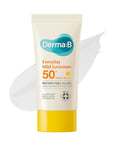 Derma B Everyday Mild Sunscreen SPF50+ PA++++ 1.69 Fl Oz, 50ml Fast-Absorbing Lightweight SPF Sunblock Moisturizer, Facial Body Non-Sticky for Dewy Skin, Korean Sunscreen Lotion for Sensitive Skin