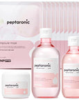 [K Beauty Snp] 4-in-1 Peptaronic Skincare Set | Peptide and Hyaluronic Acid Complete Skin Care Set | Includes Facial Toner, Cream, Face Serum, and Ampoule Sheet Face Masks | Skin Care Gift Set of 1