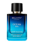 BellaVita Luxury OCEAN Eau de Perfume for Men (100ml) | Fresh Aquatic Fragrance | Notes: Aqueous, Bergamot, Orchid & Jasmine | Masculine Aromatic Fragrance | Mens Parfum Gift