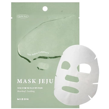 MIZON Joyful Time Jeju Face Mask (Heartleaf) Koren Full Face mask Non-sticky Boosts Hydration with Jeju Yellow Complex(10 PCS)