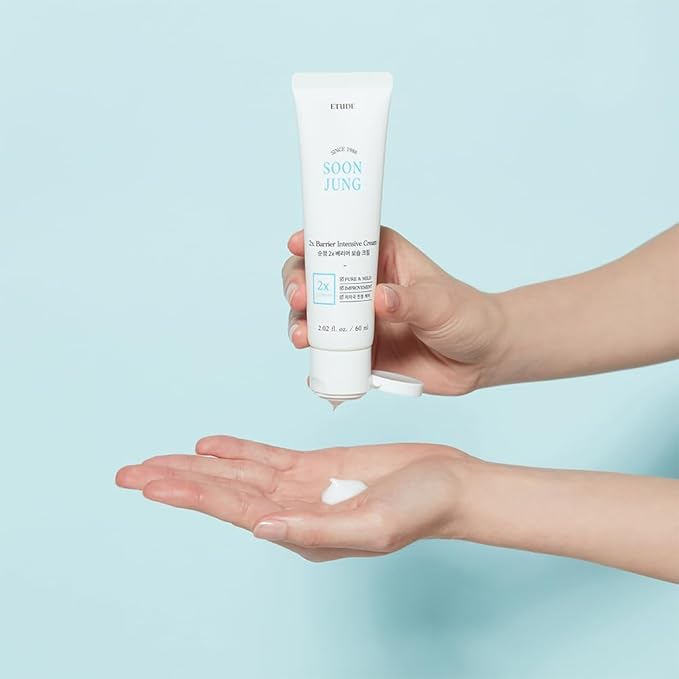 ETUDE SoonJung 2x Barrier Intensive Cream Duo Set (2.02 Fl.oz x 2ea) | Hypoallergenic Shea Butter Hydrating Facial Cream for Sensitive Skin, Panthenol for Damaged Skin | Korean Skin Care, Pefect Gift