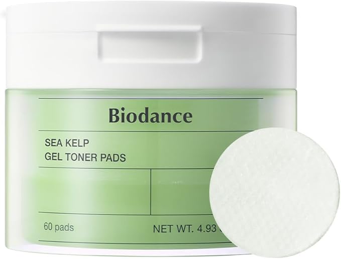 Biodance Sea Kelp Gel Toner Pads, Calming, Soothing, Sebum Control, Hydrating | 4.93 fl.oz.(140g), 60Pads
