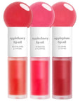 NOONI Vegan Appleseed Lip Oil Set - Appleberry & Applecherry & Appleplum | Long-Lasting, Moisturizing, Plumping, Revitalizing for Dry Lips, Waterproof, No Peel Off, 0.12 FL Oz x 3ea