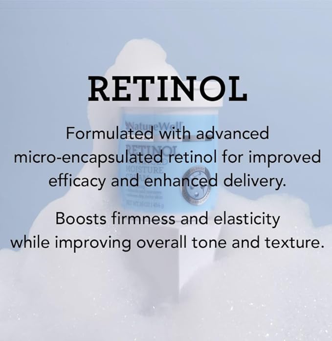 NATURE WELL Clinical Retinol Advanced Moisture Cream for Face, Body, & Hands, Boosts Skin Firmness, Enhances Skin Tone, No Greasy Residue, 10 Oz
