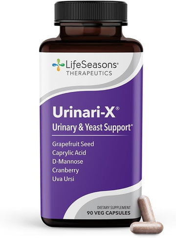 Urinari-X - Urinary Tract Support - Fast Acting UTI Relief - Vitamin Supplement for Healthy Bladder Function & Immunity - D-Mannose, Cranberry, Caprylic Acid, Uva Ursi & Grapefruit - 90 Capsules