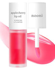 NOONI Korean Lip Oil - Applecherry | Long-Lasting, Moisturizing, Plumping, Revitalizing for Dry Lips, Waterproof, No Peel Off, Hydrating, Nourishing Crystal Clear, 0.12 FL Oz