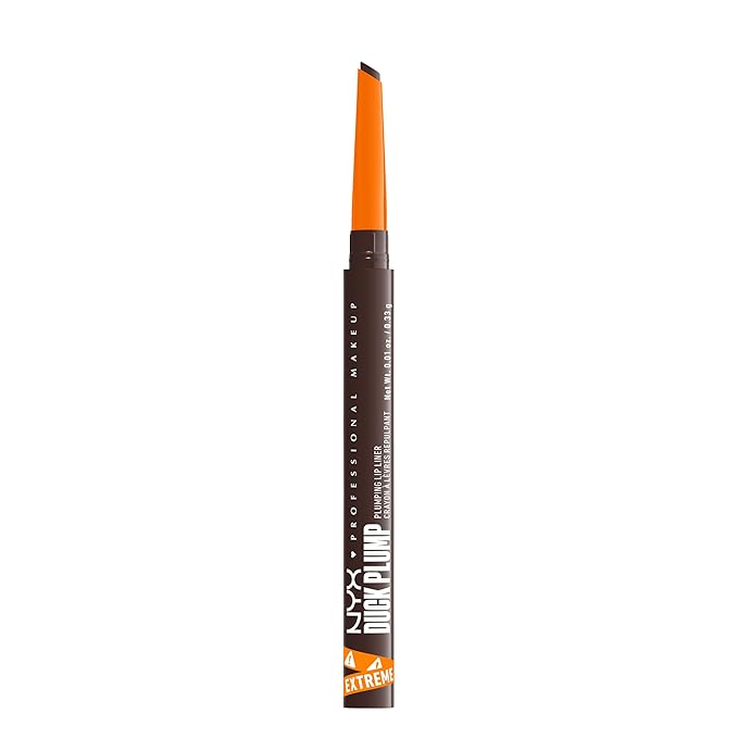 NYX PROFESSIONAL MAKEUP Duck Plump Plumping Lip Liner, Matte Pencil With Up To 10HR Wear, Double Dose (Dark Brown Lip Liner)