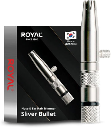 ROYAL [Made in Korea] Premium Nose Hair Trimmer for Men Silver Bullet, Manual, Battery-Free, Stainless, Waterproof, Painless with Patented Mechanism ET-3