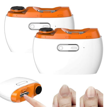 Electric Automatic Nail Clipper Trimmer,2025 New 2 in 1 Rechargeable Fingernail File Grinder Cutte for Trimming Polishing Nails,Multifunctional Manicure Polisher with LED for Baby Adults Senior (2Pcs)