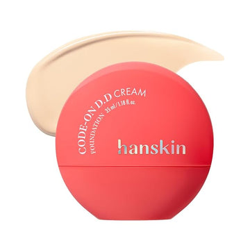 Hanskin Code on Double D Cream Foundation, Full Coverage Korean Liquid Skin Tint Foundation, Semi-Matte Finish, Lightweight Pore-Perfecting Base, 1.18 Fl Oz (19C PORCELAIN)
