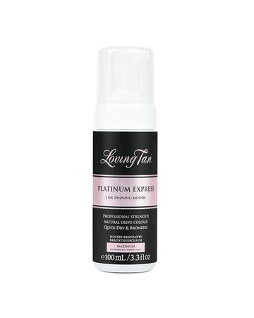 Loving Tan Platinum 2 HR Express Mousse, Darkest Shade Yet - Streak Free, Professional Strength Sunless Tanner - 5+ Self Tan Applications per Bottle, Cruelty Free, Naturally Derived DHA, 3.3 Fl Oz