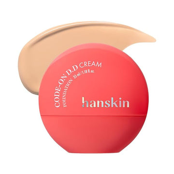 Hanskin Code on Double D Cream Foundation, Full Coverage Korean Liquid Skin Tint Foundation, Semi-Matte Finish, Lightweight Pore-Perfecting Base, 1.18 Fl Oz (23N NATURAL BEIGE)