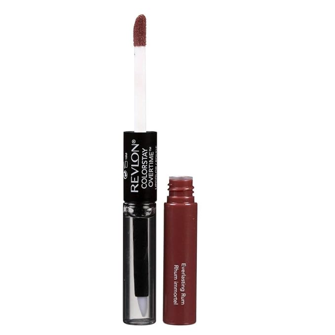 Revlon Liquid Lipstick with Clear Lip Gloss, ColorStay Overtime Lipcolor, Dual Ended with Vitamin E, 370 Everlasting Rum, 0.07 Fl Oz