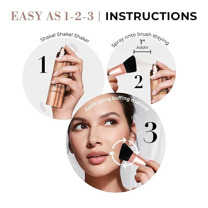 LUMINESS Silk Airbrush Spray Foundation 2-PC Kit - Foundation & Dual-Sided Angled Makeup Brush - Buildable Coverage, Anti-Aging Formula, Humidity Resistant, Hydrates & Moisturizes, Light Warm