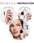 LUMINESS Silk Airbrush Spray Foundation & Buffing Brush Kit – Full Coverage Foundation & Dual-Sided Buffing Brush - Buildable Coverage, Anti-Aging Formula Hydrates & Moisturizes (Shade - Tan Dark)