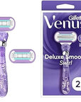 Gillette Venus Deluxe Smooth Swirl Women's Razor Handle + 2 Blade Refills (Pack of 2)