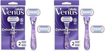Gillette Venus Deluxe Smooth Swirl Women's Razor Handle + 2 Blade Refills (Pack of 2)