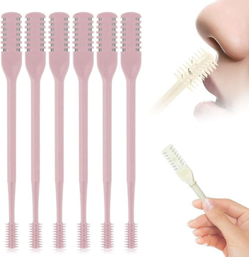 2025 New 2 in 1 Nasal Hair Cutter, Double Sided Nose Hair Knife Nostril Hair Remover Tool, Manual 360° Rotating Nose Hair Trimmer, Mini Noses Hair Remover Tool for Women and Men (Pink, 6 Pcs)