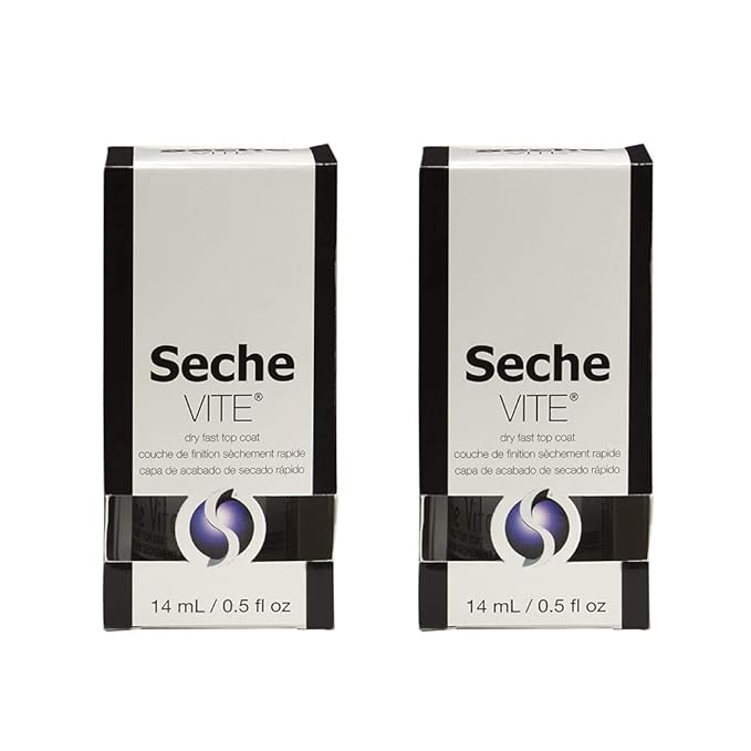 Seche Vite Dry Fast Top Coat for Nail Polish and Manicure, 0.5 oz, 2-pack