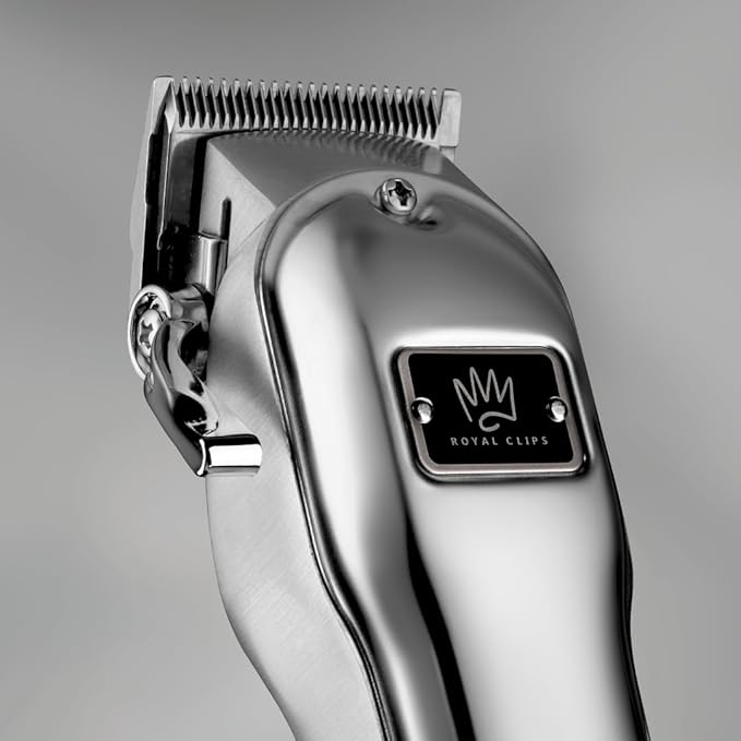 Royal Clips Hair and Beard Fade Kit – Professional Clipper, Trimmer & Foil Shaver Bundle for Men, Complete Haircut Set for Barbers, Home Use & Grooming – 5-Hour Battery, 10pcs Limit Combs, Silver